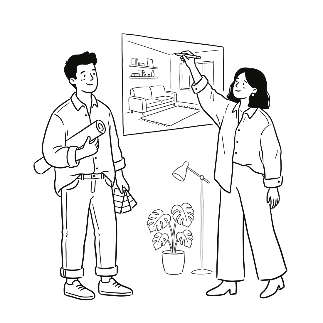 A homeowner and a Network designer turning an AI render into a real plan