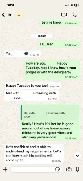 Homeowner impressed by designer's professionalism